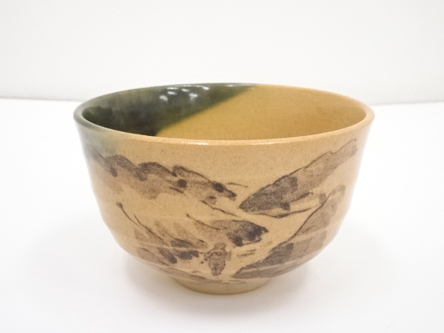 賢悟造　風景図茶碗